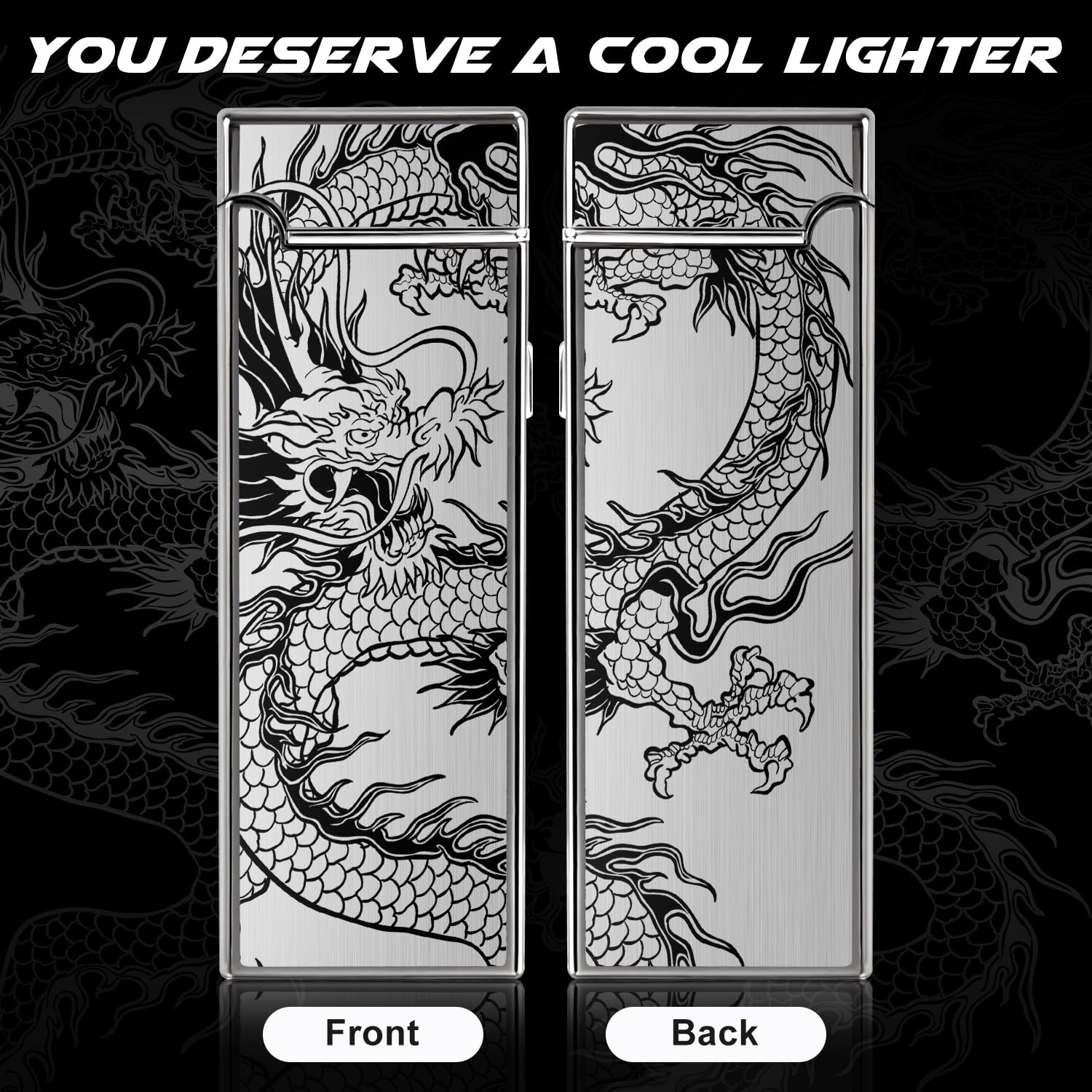 LcFun Fathers Day Dad Gifts, Electric Lighter USB Rechargeable Windproof Flameless Plasma Dual Arc Lighter Small Metal Pocket Lighters for Camping, Birthday Gifts for Men Husband (Nickel Brushed)